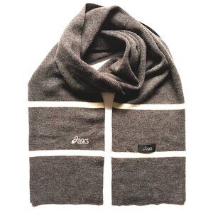 Asics Wool Sports Scarf - Solid Gray with 2 White Strips